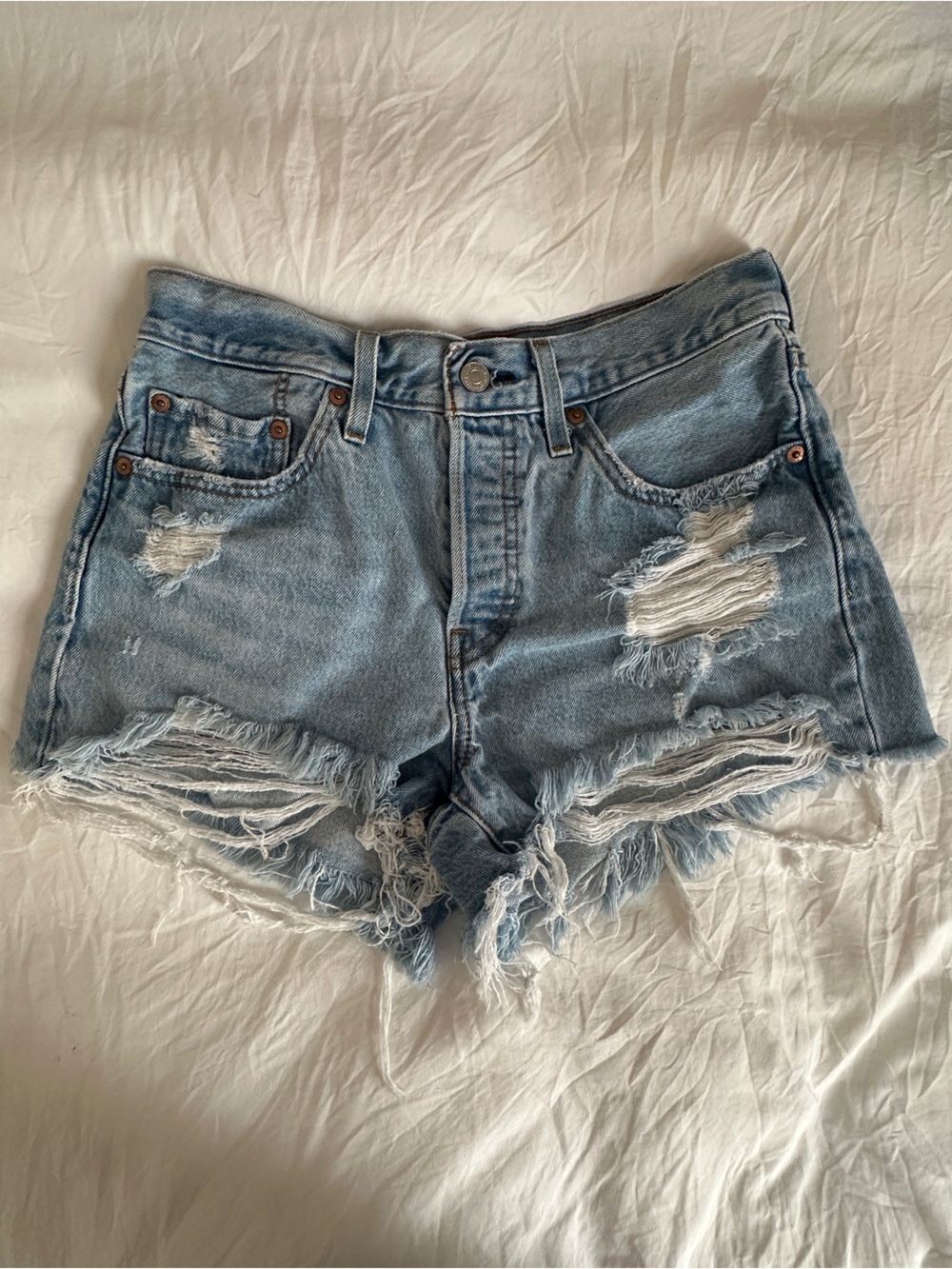 Levi Distressed Light Blue Shorts Size 27